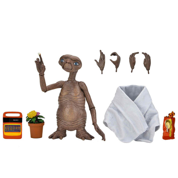 Figurine E.T. Ultimate NECA 12cm vue de face avec accessoires inclus
