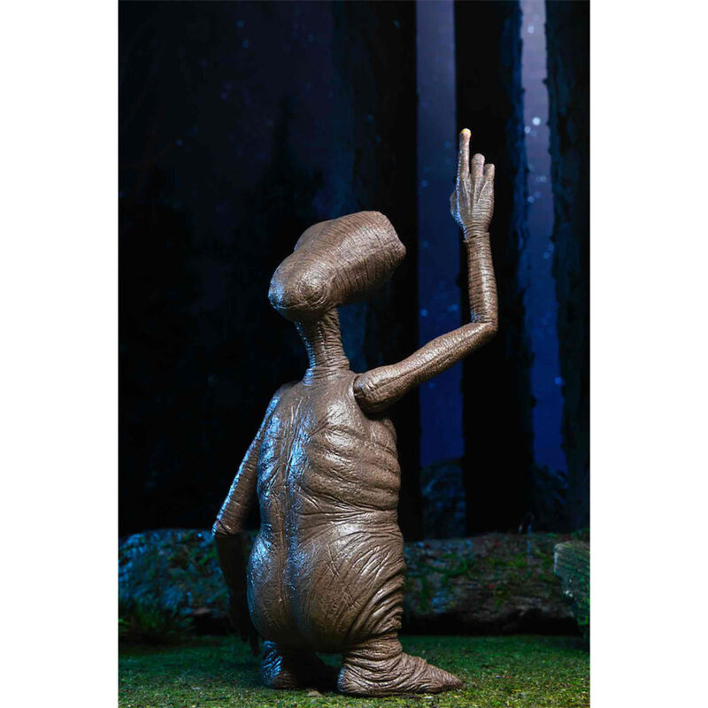 Figurine E.T. en position articulée avec doigt lumineux, édition NECA 40 ans