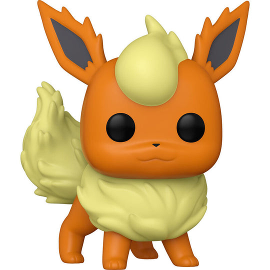 Zoom sur les détails colorés et la finition de la figurine Funko POP Flareon en vinyle