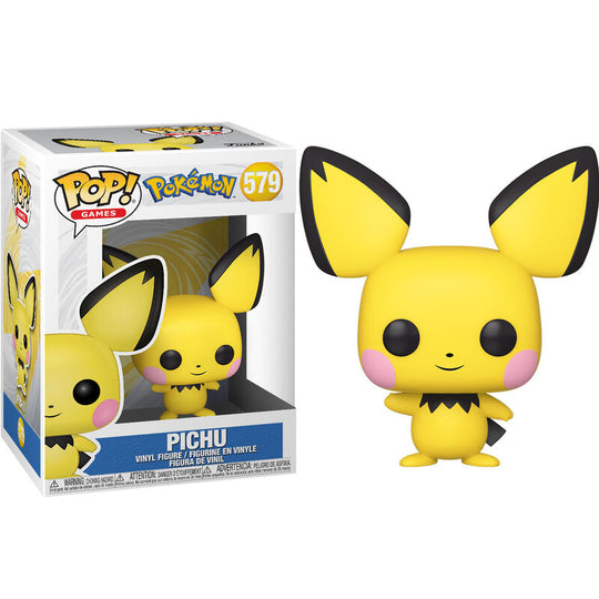 Figurine Funko POP de Pichu Pokémon en vinyle jaune de 9 cm dans sa boîte vitrine transparente