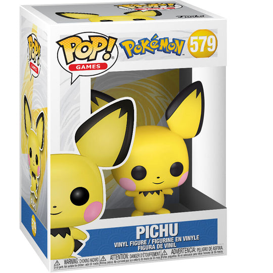 Boîte cadeau officielle Funko avec la figurine Pokémon Pichu visible à travers la fenêtre en plastique