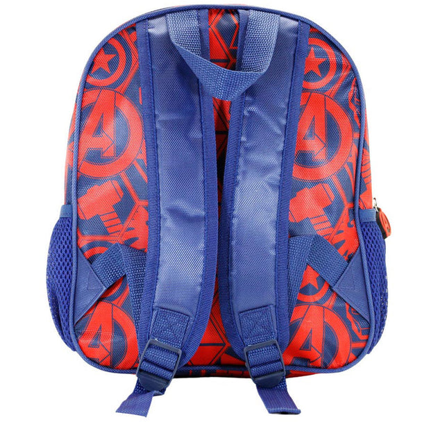 Photo du compartiment principal du sac à dos Marvel Avengers avec fermeture éclair et doublure intérieure.