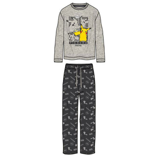 Pyjama adulte Pokémon Pikachu en coton 100% avec motif officiel Nintendo, présenté en taille L dans une boîte.