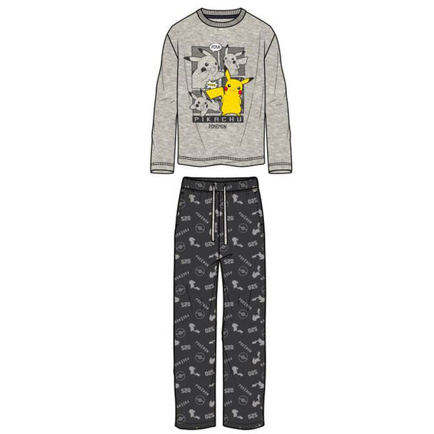 Pyjama adulte Pokémon Pikachu en coton 100% avec motif officiel Nintendo, présenté en taille L dans une boîte.