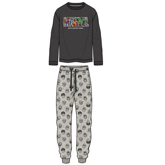 Pyjama Marvel Avengers en coton 100% pour enfants, présenté en boîte, disponible en plusieurs tailles.