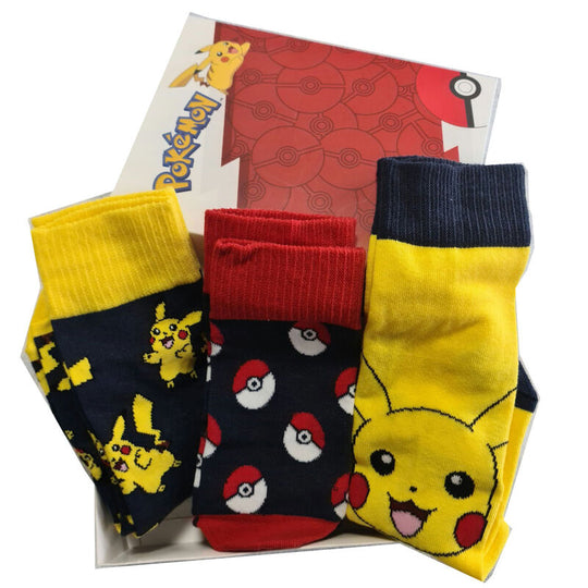 Pack de 3 paires de chaussettes Pokémon pour adultes tailles 39-45 avec motifs colorés