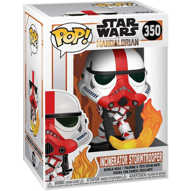 Vue rapprochée de la figurine Funko POP Incinerator Stormtrooper Mandalorian montrant ses détails soignés et sa peinture fidèle