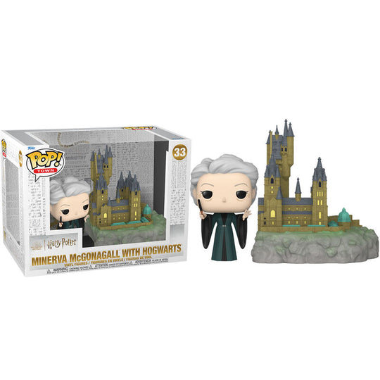 Figurine Funko POP de Minerva McGonagall en tenue de sorcière avec chapeau pointu sur fond blanc