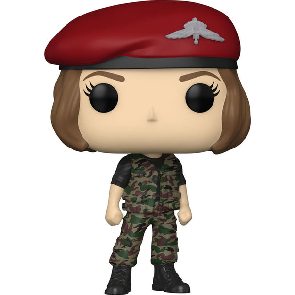Détail de la figurine Funko POP Hunter Robin Stranger Things avec ses couleurs et accessoires caractéristiques
