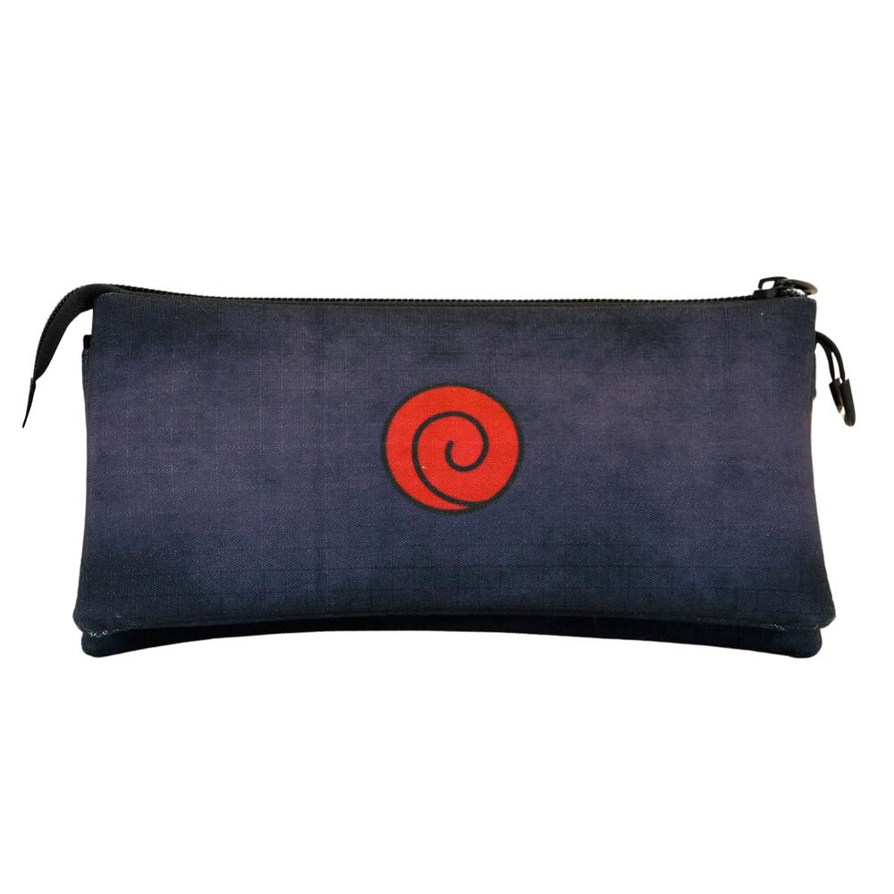 Zoom sur le matériau liquide-répellent et recyclé de la trousse Naruto Shippuden, mettant en avant sa qualité et durabilité.