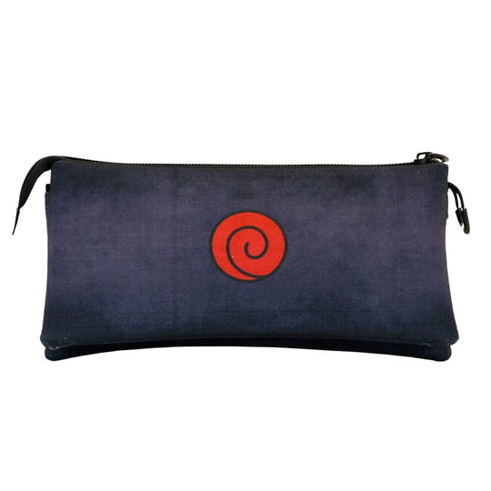Zoom sur le matériau liquide-répellent et recyclé de la trousse Naruto Shippuden, mettant en avant sa qualité et durabilité.