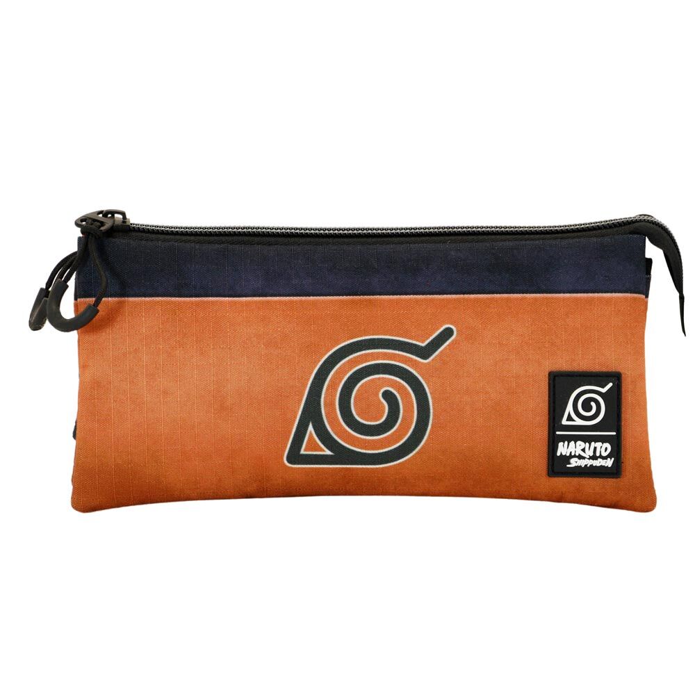 Trousse ouverte montrant les deux poches extérieures et la poche centrale zippée, parfaite pour organiser les fournitures.