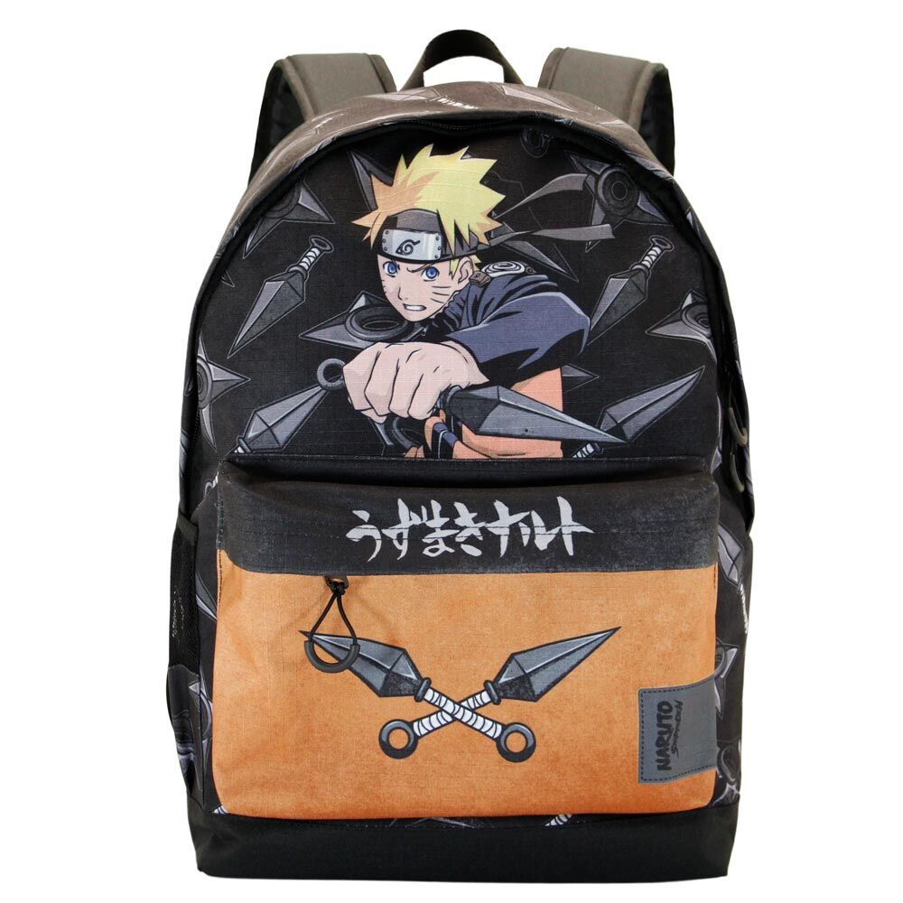 Détail de la poche frontale déperlante du sac Naruto Uzumaki en matériau recyclé