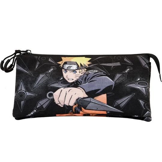 Détail de la fermeture zippée principale et des poches extérieures de la trousse KARACTERMANIA