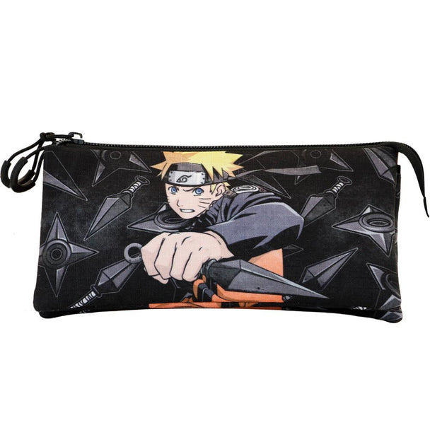 Détail de la fermeture zippée principale et des poches extérieures de la trousse KARACTERMANIA