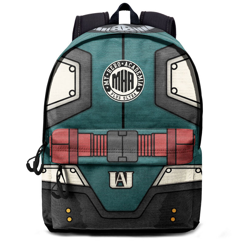 Sac à dos My Hero Academia 44 cm en RPET recyclé avec poches multiples et bretelles renforcées.