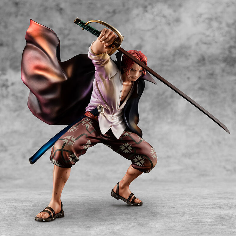 Figurine Shanks Cheveux Rouges de One Piece vue de face en position dynamique