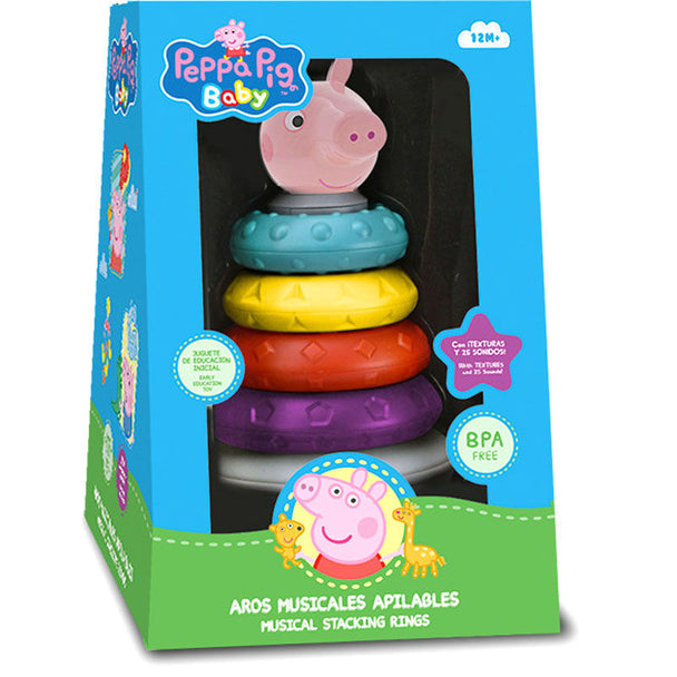 Jouet Peppa Pig anneaux empilables colorés pour enfants dès 12 mois avec plusieurs anneaux de tailles variées