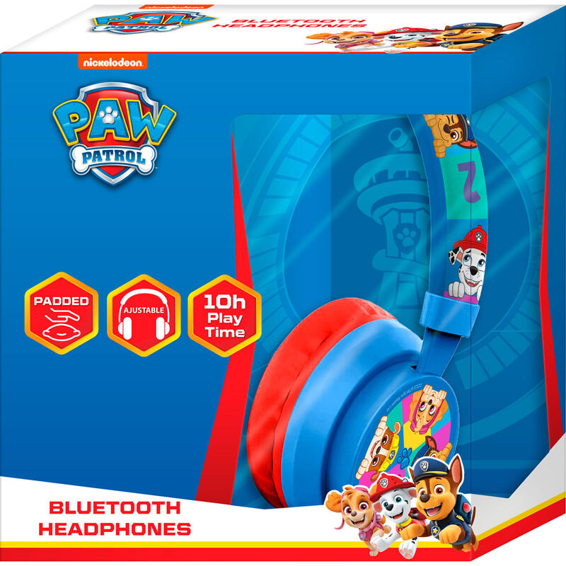 Casque Bluetooth Paw Patrol 5.1 vue de face avec design coloré et logo SPIN MASTER