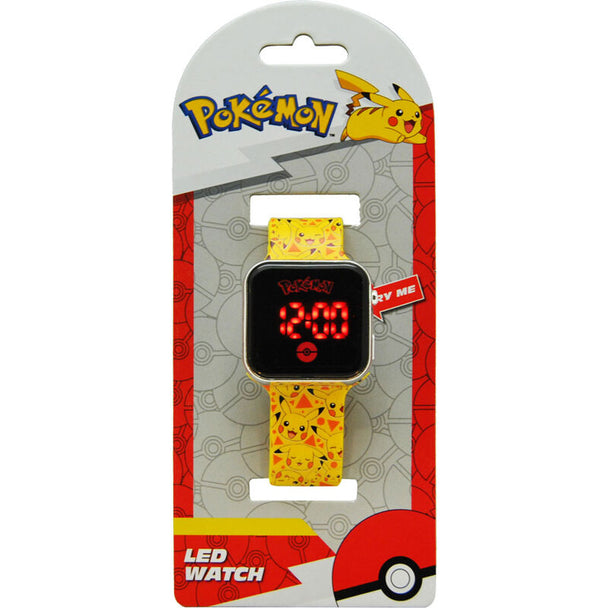 Montre LED Pokémon Pikachu affichant l'heure avec un bracelet jaune vif pour enfants