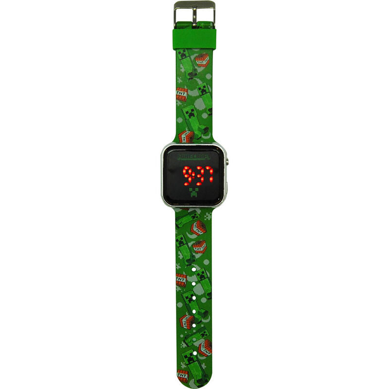 Gros plan sur le bracelet ajustable de la montre LED Minecraft pour enfants.