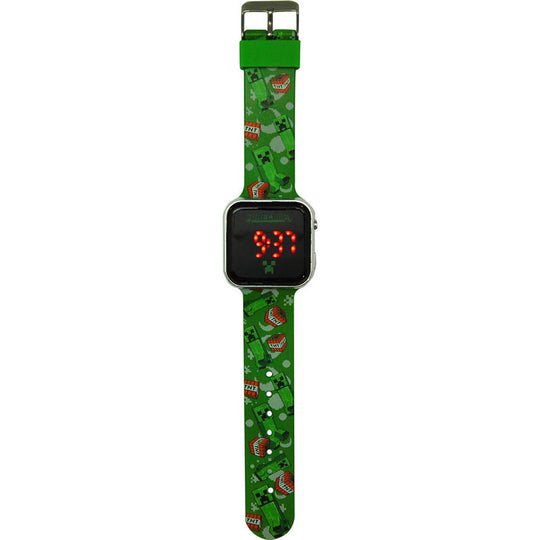 Gros plan sur le bracelet ajustable de la montre LED Minecraft pour enfants.