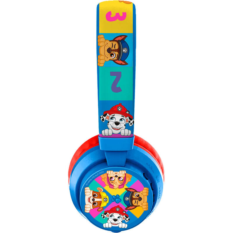 Casque Bluetooth Paw Patrol 5.1 posé sur une surface blanche montrant sa taille 29x9,5cm
