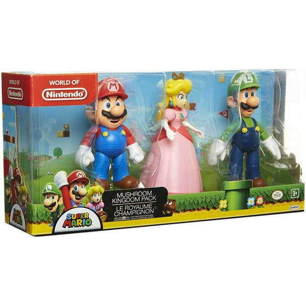 Pack de 3 figurines Super Mario Bros de 10cm avec Mario, Luigi et Yoshi en pose dynamique