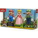 Ensemble des 3 figurines Super Mario Bros 10cm sur fond blanc, parfait pour collectionneurs