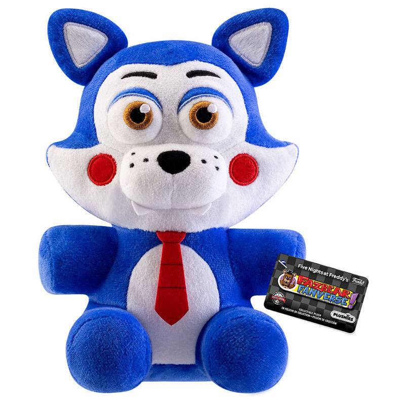 Peluche officielle FUNKO Candy the Cat de Five Nights at Freddy's Fanverse, 18cm, vue de face sur fond blanc.