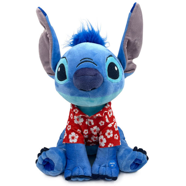 Peluche Stitch Disney Hawaii de 30cm, vue de face, aux couleurs vives et texture douce.