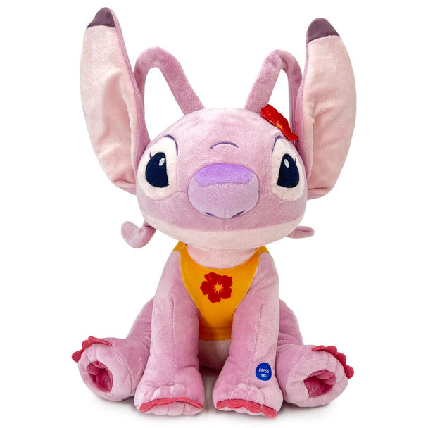 Peluche Disney Stitch et Angel en tenue hawaïenne, mesurant 30 cm, parfaite pour les enfants et collectionneurs.