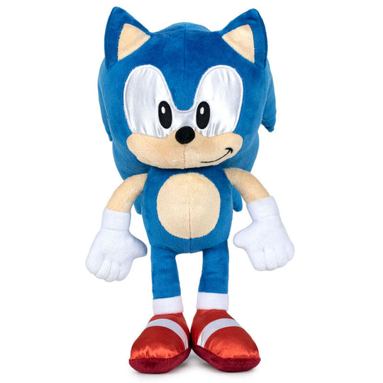 Peluche officielle Sonic The Hedgehog de 30cm, douce et fidèle au design SEGA, idéale pour collection et cadeaux.