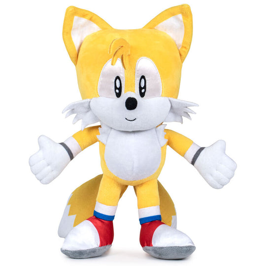 Peluche Tails Sonic The Hedgehog de 30cm, vue de face avec détails précis et couleurs vives, produit officiel SEGA.