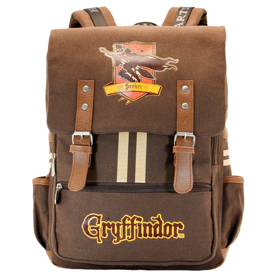 Vue avant du sac à dos Harry Potter Attrapeur 40cm avec rabat et sangles KARACTERMANIA