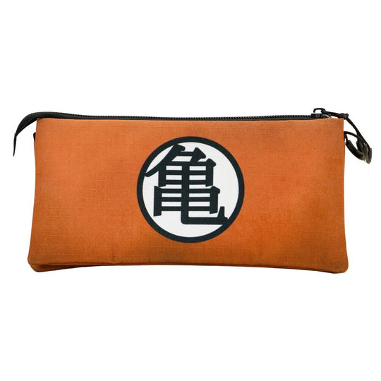 Zoom sur la fermeture éclair principale de la trousse Dragon Ball, mettant en avant son tissu recyclé et déperlant.