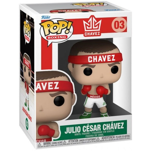 Détail de la figurine Funko POP Julio Cesar Chavez montrant les couleurs et le design unique en vinyle