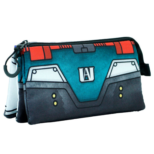 Trousse triple My Hero Academia KARACTERMANIA ouverte montrant l'intérieur et les espaces de rangement