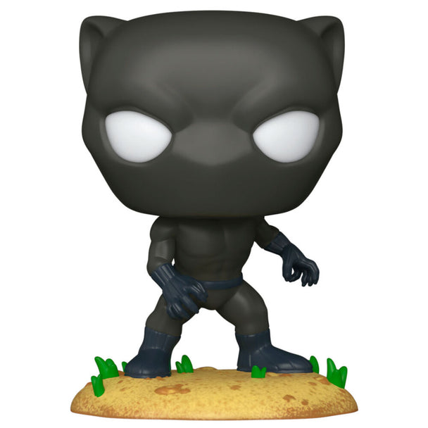 Détail du visage et costume de la figurine Funko POP Black Panther édition Comic Cover