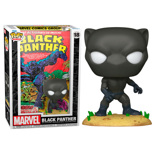 Figurine Funko POP Black Panther Marvel vue de face dans sa boîte vitrine transparente
