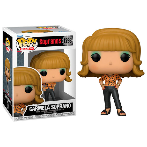 Vue rapprochée de la figurine Carmela Soprano Funko POP avec détails soignés et couleurs vives