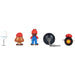 Photo en angle des figurines Super Mario Bros en action, idéale pour les fans et collectionneurs de la franchise Nintendo