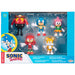 Pack de 5 figurines Sonic The Hedgehog de 6cm alignées sur fond blanc, montrant les détails colorés de chaque personnage