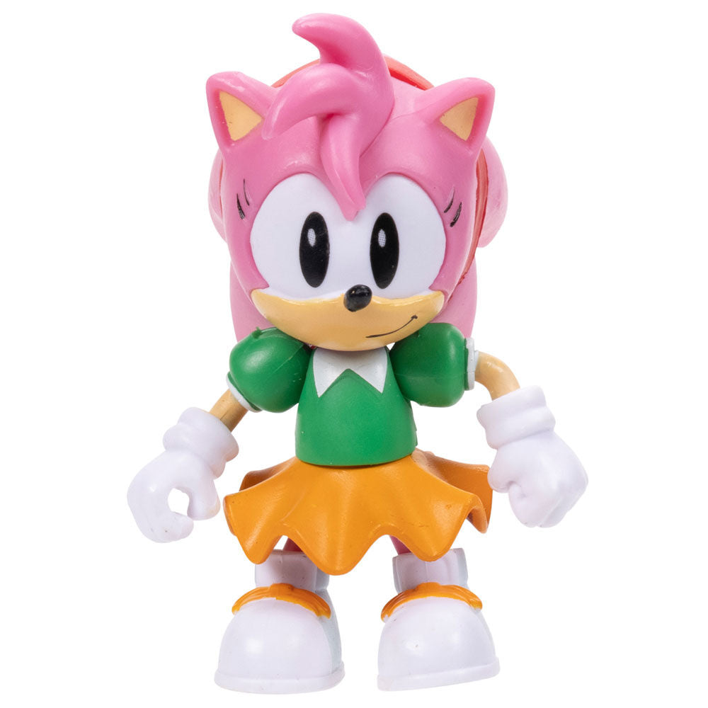 Vue rapprochée d'une figurine Sonic The Hedgehog bleue de 6cm avec finition brillante et expression dynamique
