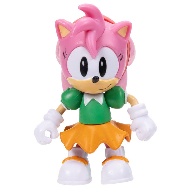 Vue rapprochée d'une figurine Sonic The Hedgehog bleue de 6cm avec finition brillante et expression dynamique