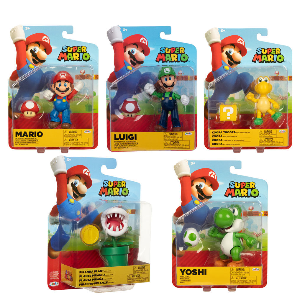 Ensemble des six images montrant différentes perspectives de la figurine Super Mario Bros 10cm