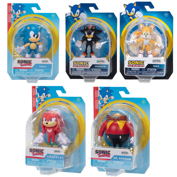 Figurine Sonic The Hedgehog de 6cm vue de face avec détails colorés et expression dynamique