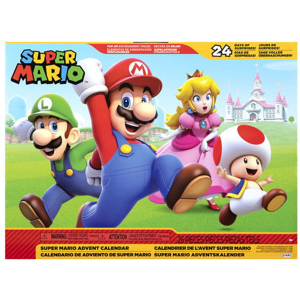 Vue d'ensemble du Calendrier de l'Avent Super Mario Bros avec ses 24 fenêtres colorées à ouvrir chaque jour