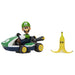 Profil gauche de la figurine Luigi Kart 6,5cm signée JAKKS PACIFIC