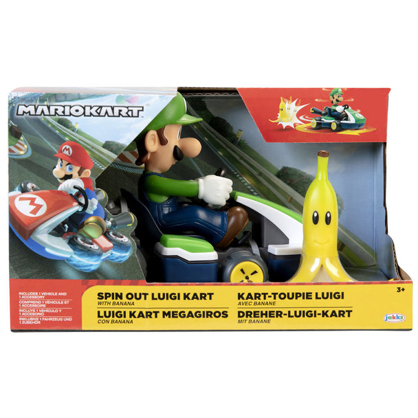 Figurine Luigi Kart 6,5cm vue de face avec détails colorés Mario Kart Spinout